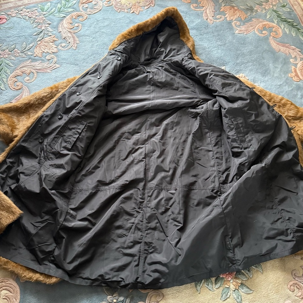 Roamans Black & Brown Reversible Faux Fur Full‑Length Trench Coat Plus Size Cozy - Picture 15 of 16